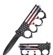 WWI Trench Knife Folder Spring Assist Knife - US Flag Knuckle For Sale