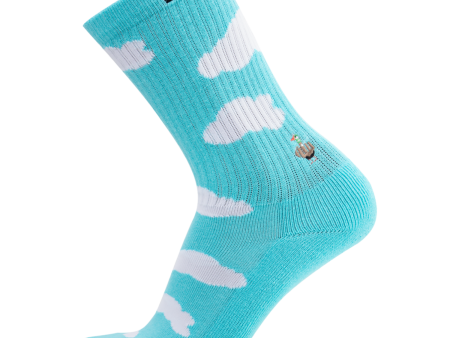 Psockadelic Bird Crew Socks - Blue White Supply