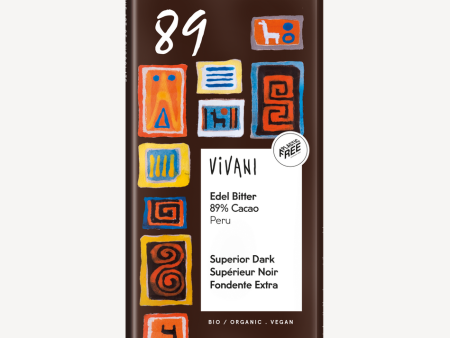 Vivani Schokolade - Edel Bitter 89 %   CHOCOLATE AMARGO PERÚ 89% CACAO ORGÁNICO 80G on Sale