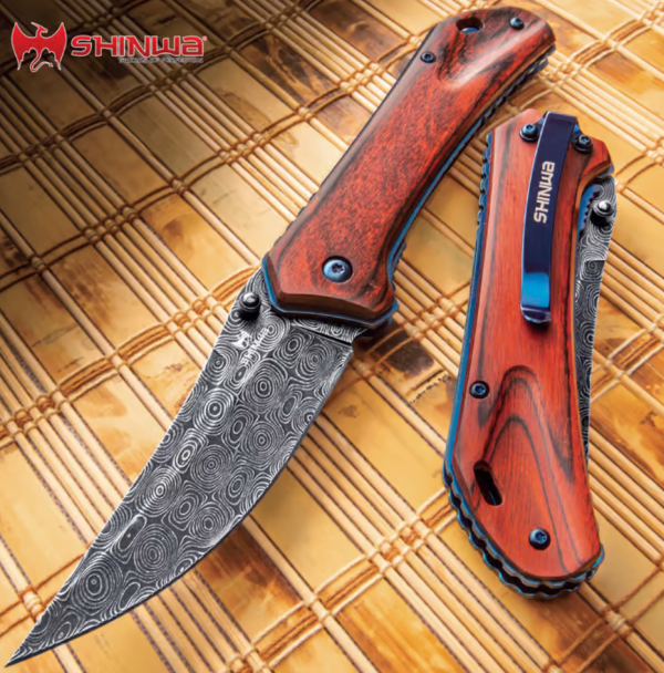 Shinwa Zhanshi Bloodwood Pocket Knife - Stainless Steel Blade Online now