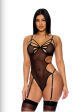 Feeling Butterflies Mesh Teddy w Garters - Black LG For Discount