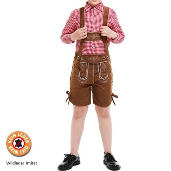 Traje alemán - Set con pantalón y camisa, para niños   SET - Lederhose für Kinder, mit karierten Baumwoll-Hemd Online