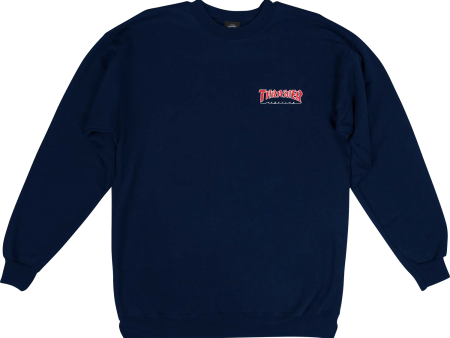 Thrasher Red Navy Blue - Embroidered Logo Crew Sweatshirt - Size MD Online