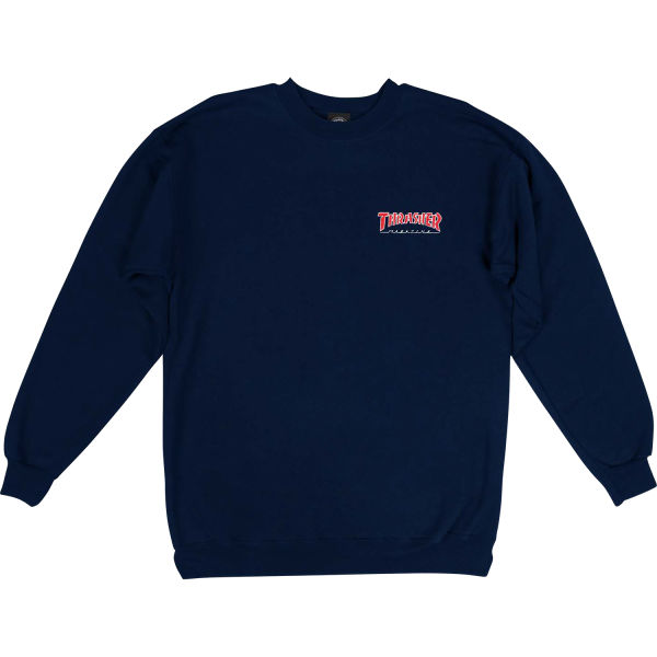 Thrasher Red Navy Blue - Embroidered Logo Crew Sweatshirt - Size MD Online