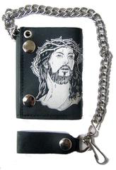 Jesus Crown Of Thorns Trifold Leather Wallet Fashion