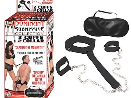 DOMINANT SUBMISSIVE COLLECTION 2 CUFFS & COLLAR - BLACK Cheap