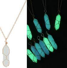 Glow In The Dark Wire Wrapped Pendant Necklace Sale