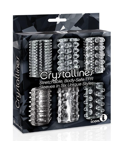 The 9 s Crystalline TPR Cock Sleeve 6 Pack - Clear Online now