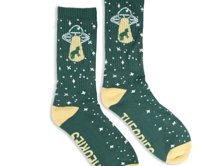 Theories -  Abduction Crew Socks - Green   Yellow For Cheap