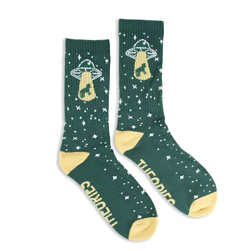 Theories -  Abduction Crew Socks - Green   Yellow For Cheap