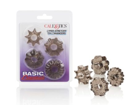 Basic Essentials Rings - Smoke Set of 4 For Cheap