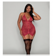 Stretch Lace Garter Slip & G-String Garnet QN on Sale