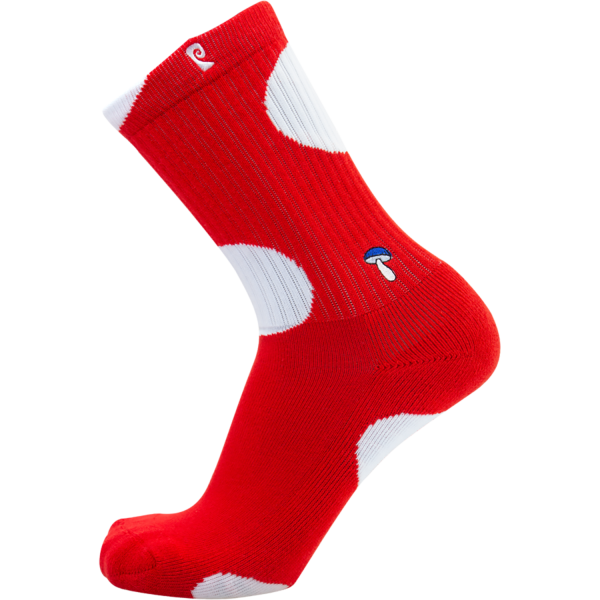 Psockadelic Shroom Top Crew Socks - Red Hot on Sale