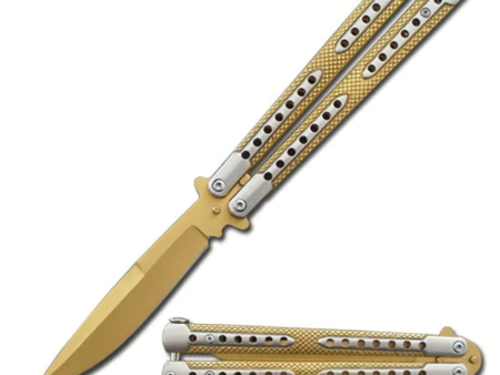 Swift Golden Balisong Two-Tone Titanium Coated Butterfly Knife on Sale