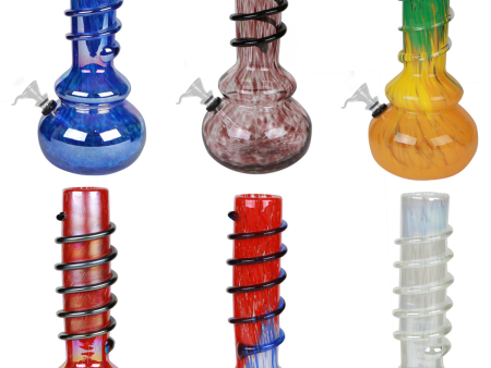 12 Inch Striped Double Bubble Soft Glass Bong Online Hot Sale