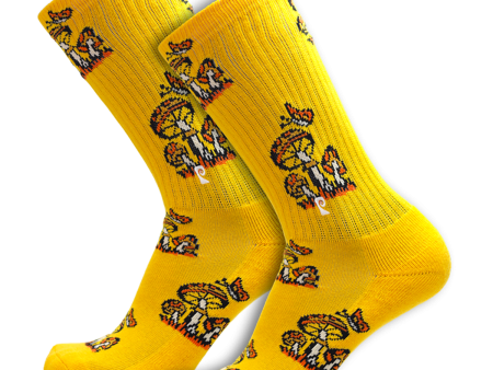 Psockadelic - Mushroom Crew Socks - Yellow Online Hot Sale