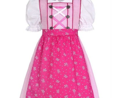 Traje alemán para niñitas, vestido tradicional bávara con blusa y delantal   Kinder Dirndl mit Bluse und Schürze Cheap