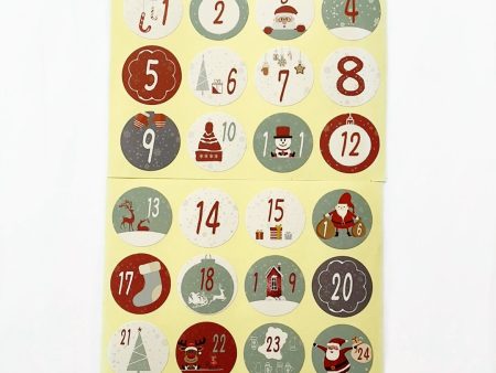 Sticker für Adventskalender   Sticker calendario de adviento 1-24 (∅ 2,8cm) on Sale