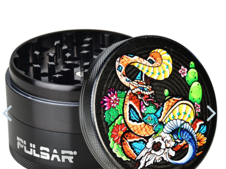 Pulsar Artist Series Metal Grinder | 4pc | 2.5  | Psychedelic Snake For Cheap