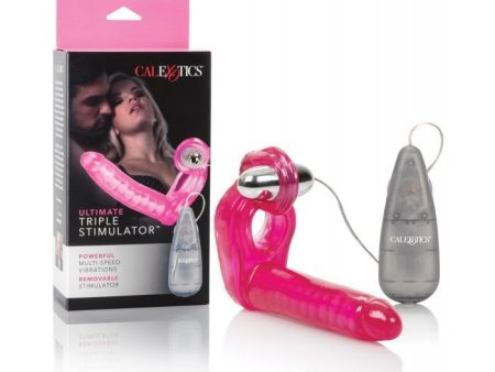 The Ultimate Triple Stimulator Flexible Dong w Cock Ring - Pink For Cheap