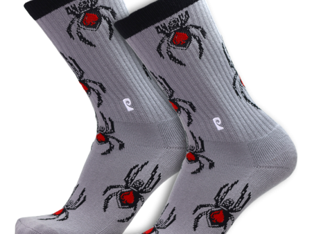 Psockadelic - Spider Spade Crew Socks - Grey Discount