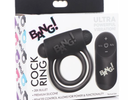 Bang! Vibrating Cock Ring & Bullet w Remote Control - Black For Cheap