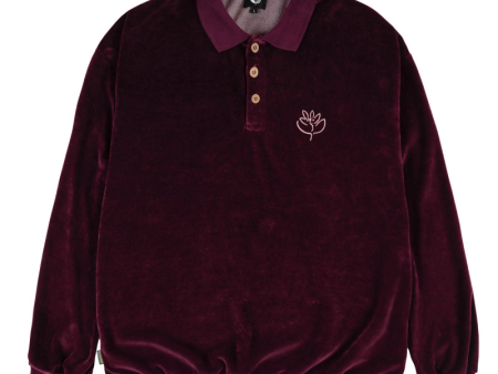 Magenta Skateboards - Le Baiser Polo Velours Shirt - Burgundy For Cheap