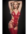 Strappy Garter Teddy w Keyhole Cups & Stockings Fashion