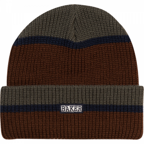 Baker Skateboards - Logo Beanie - Brown   Grey   Navy Online now