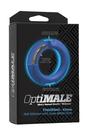 OptiMale FlexiSteel Cock Ring - 43mm Blue Sale