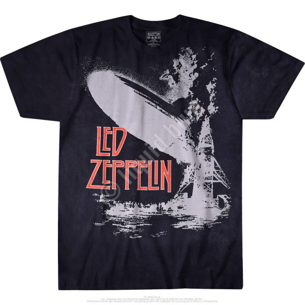 Led Zeppelin Exploding Zeppelin Tie-Dye T-Shirt For Sale