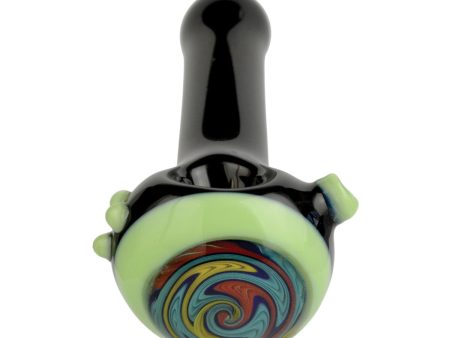 Black Wigwag Spoon Hand Pipe - 5.5  For Sale