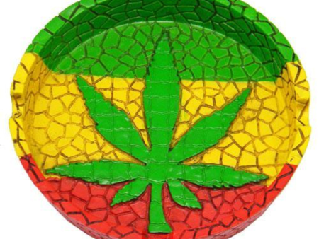 Rasta Leaf Round Ashtray Hot on Sale