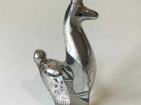 Vintage Copabella Silver Plate Art Glass Llama Figurine Peru For Sale