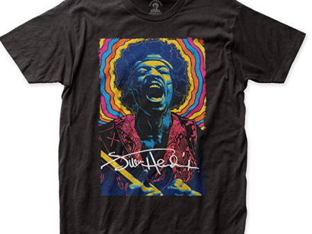 Jimi Hendrix Rainbow Drawing Fitted Jersey tee on Sale