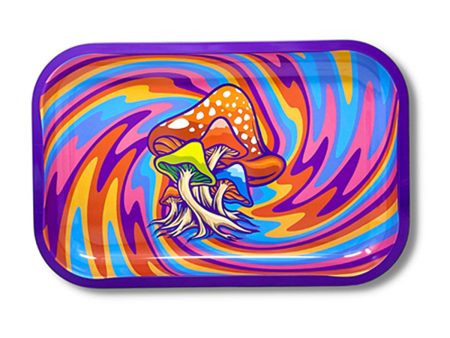 Mushroom Rainbow Swirl Metal Rolling Tray | 11.25  x 7.5  Online now