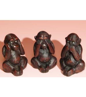 Incense Burner Resin 3 Monkeys 2.5  (Set) on Sale