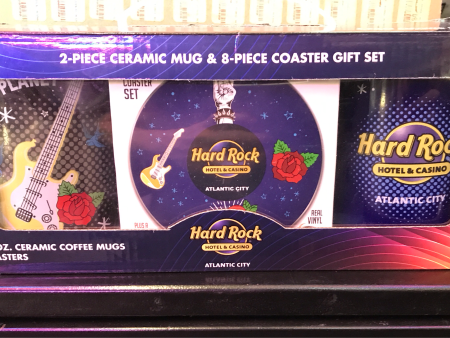 Hard Rock Hotel & Casino 2 Piece Mug 8 Piece Coaster Gift Set Brand New! For Sale