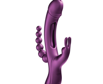 Trilux Kinky Finger Rabbit Vibrator with Anal Beads - Purple Online Hot Sale