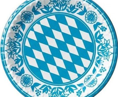 10 Oktoberfest Teller aus Pappe laminiert, Motiv Bayernraute  Ø 22cm, For Sale