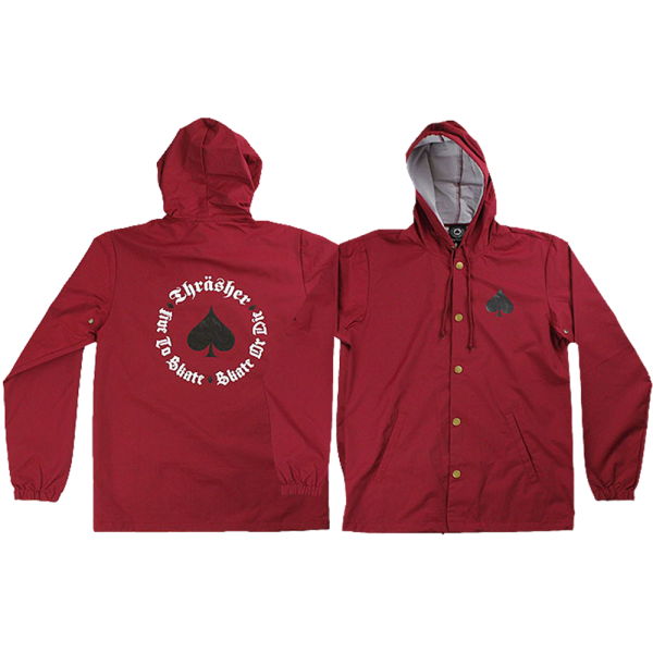 Thrasher New Oath Coach Jacket M-Cardinal Red Blk Online now