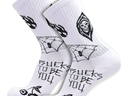 Psockadelic - Psucks to be You Crew Socks - White Cheap