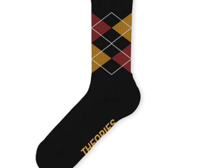 Theories -  Stamp Argyle Crew Socks - Black Online Hot Sale