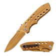 5.35  Closed Golden Push Button Automatic Clip Point Blade Knife Discount