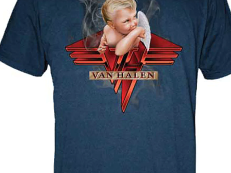 Van Halen - Smoking | Navy Adult T-Shirt Online now