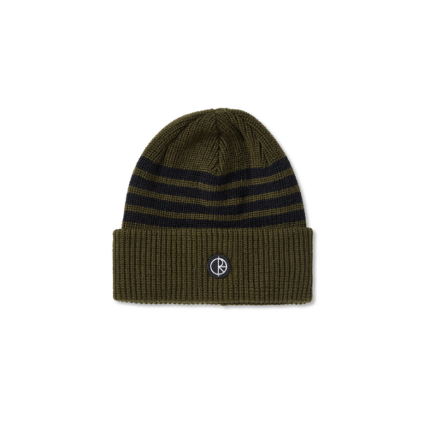 Polar Skate Co. - Stripe Merino Wool Beanie - Army Green   Black Hot on Sale