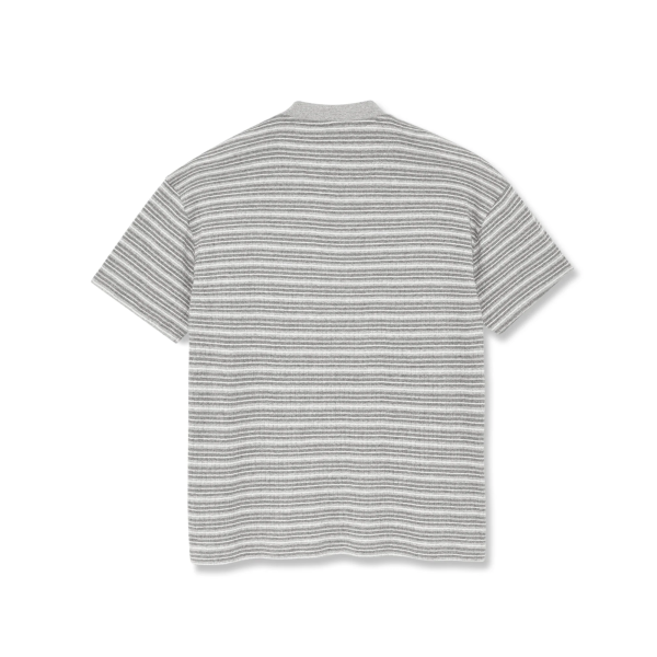 Polar Skate Co - Stripe Rib Henley T-Shirt - Heather Grey For Cheap