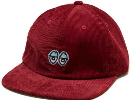 Krooked Eyes Strapback Hat - Corduroy Burgandy   Blue For Sale