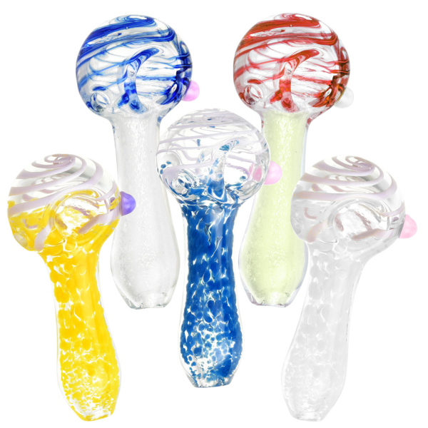 Swirled & Fritted Spoon Pipe - 3.5  on Sale