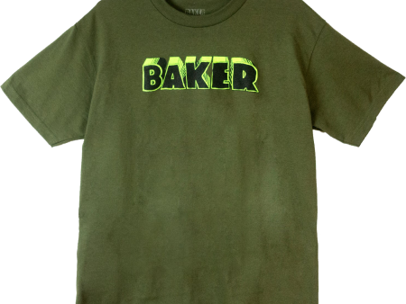 Baker Skateboards - Bold Logo T-shirt - Military Green - Large Supply